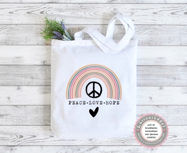 Tasche Beutel Einkaufstasche Regenbogen Peace Love Hope Geschenk Geburtstag von Lüttentüddel®